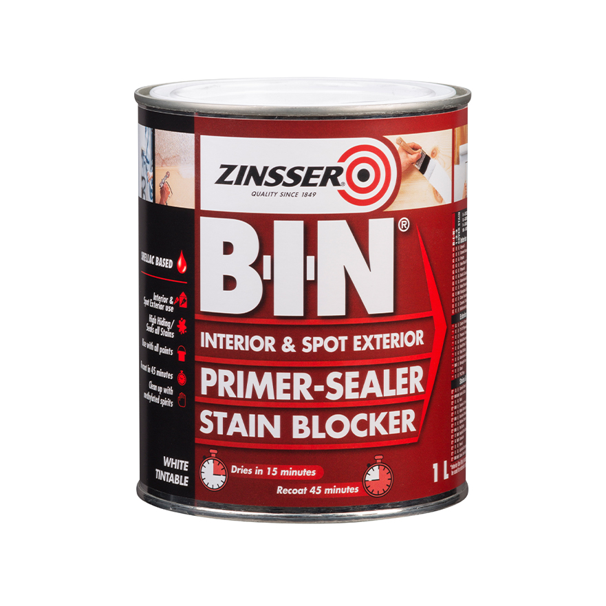 Zinsser BIN? ShellacBased Primer Sealer Stain Killer 1L Inspirations Paint